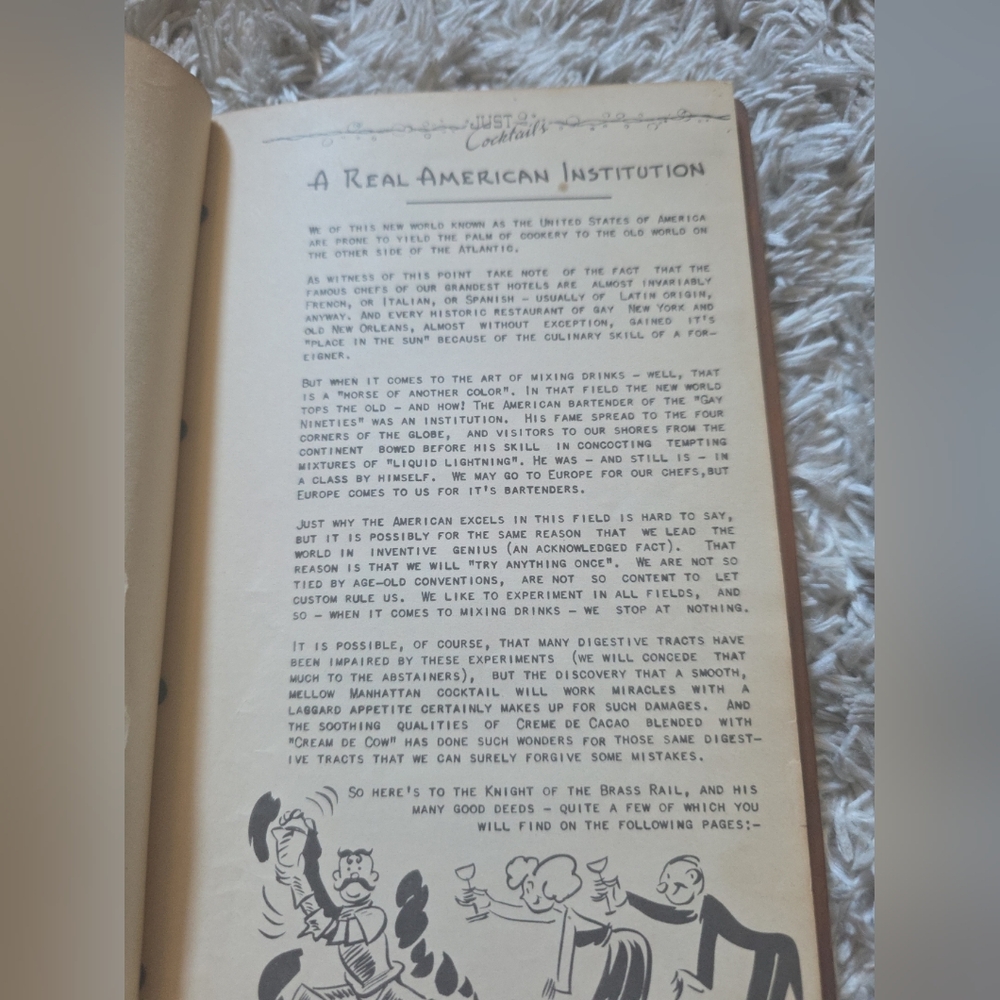 Vintage 1939 Just Cocktails Wood Covered Recipe Book & Art - Picture 4 of 9